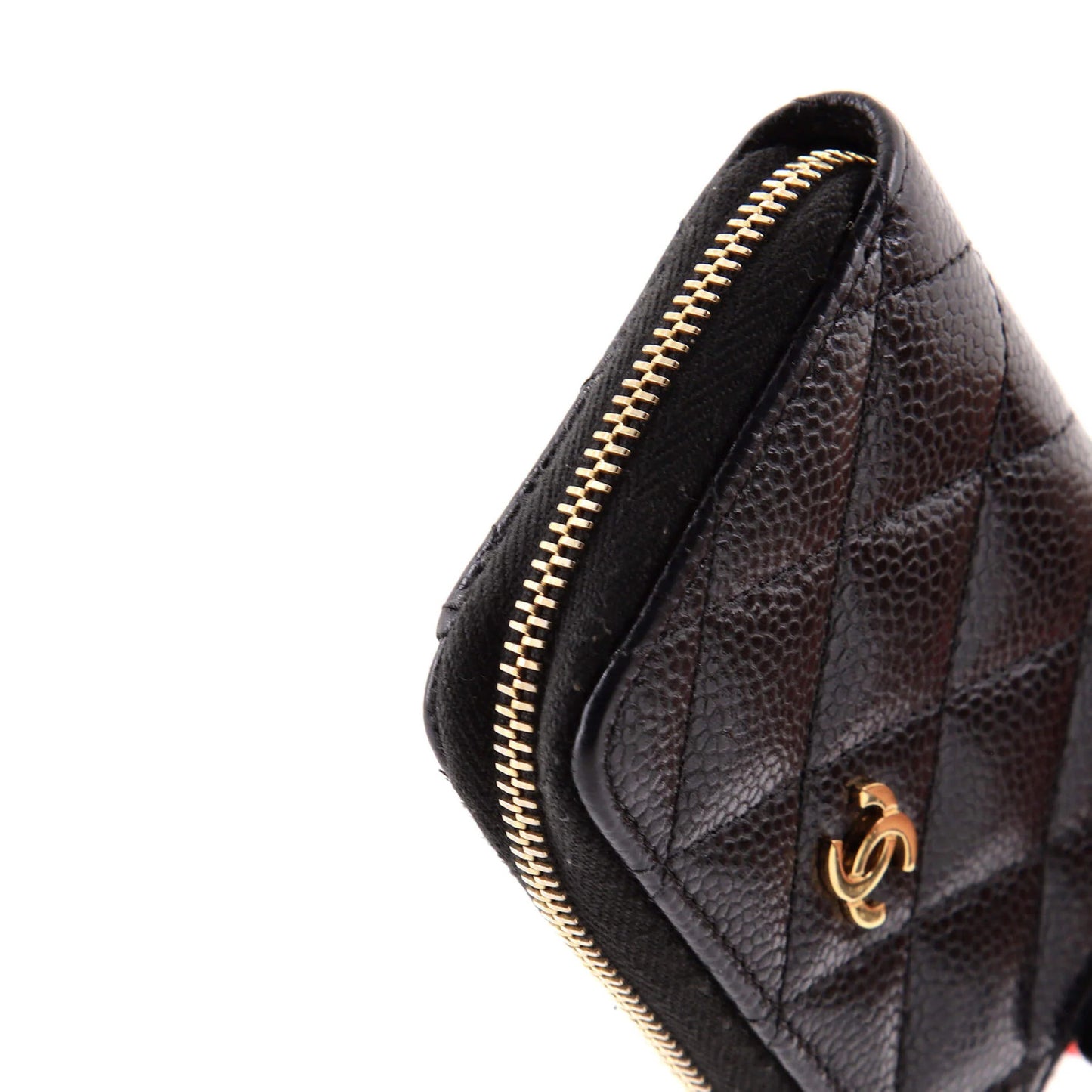 Chanel Cc Zip Coin Purse Quilted Caviar Small