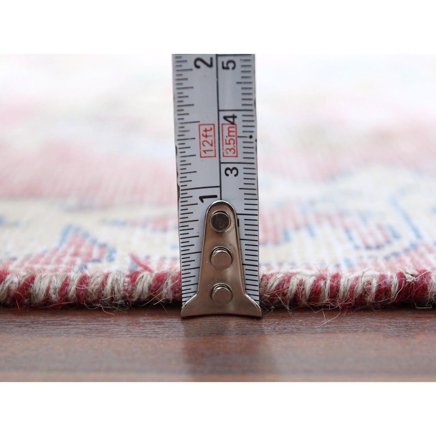 1'10'X3'4" Red Vintage Farsian Karman Clean Hand Knotted Pure Wool Rug