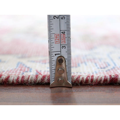 1'10'X3'4" Red Vintage Farsian Karman Clean Hand Knotted Pure Wool Rug