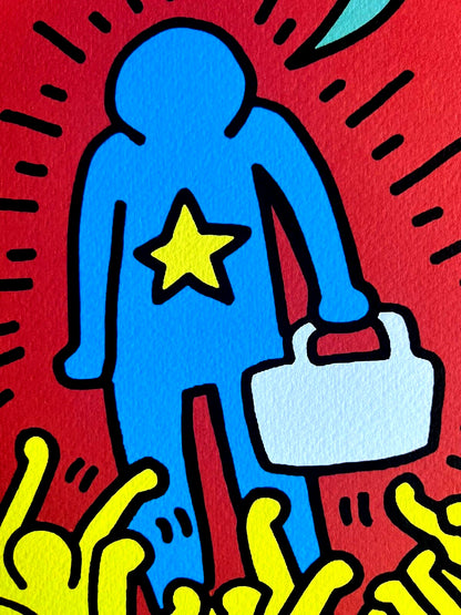 Keith Haring Lithograph Certified Coa Signed In Pen Numbered In Pencil