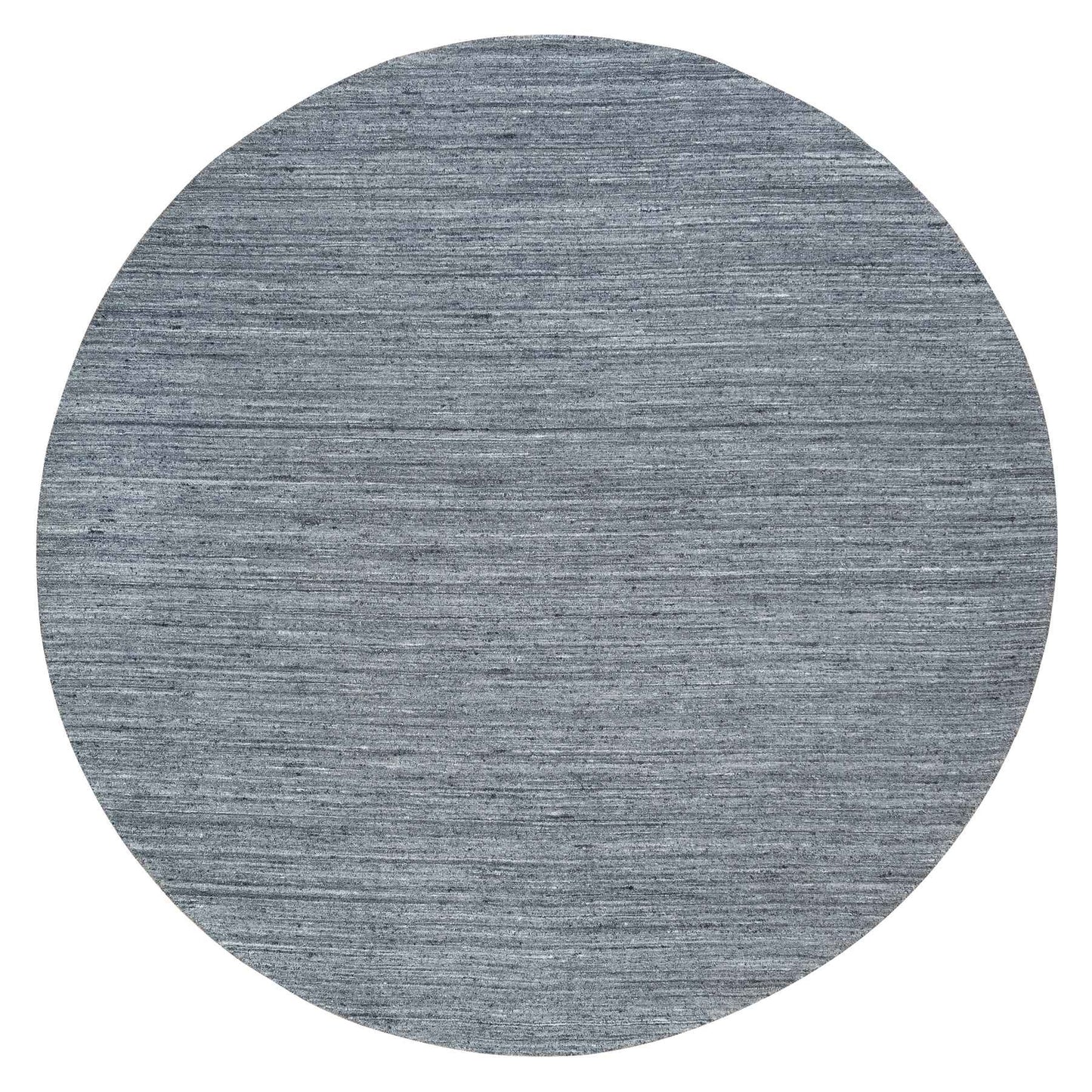 10'X10' Arsenic Gray Wool Modern Striae Round Hand Loomed Oriental Rug