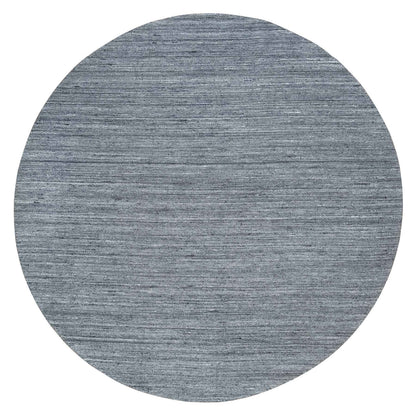 10'X10' Arsenic Gray Wool Modern Striae Round Hand Loomed Oriental Rug