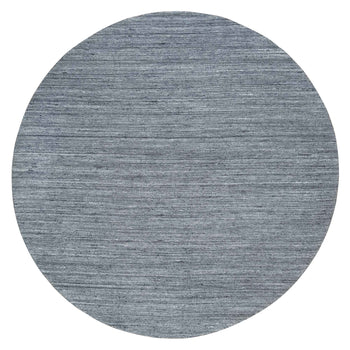 10'X10' Arsenic Gray Wool Modern Striae Round Hand Loomed Oriental Rug
