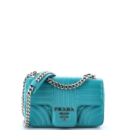 Prada Chain Flap Shoulder Bag Diagramme Quilted Leather Small