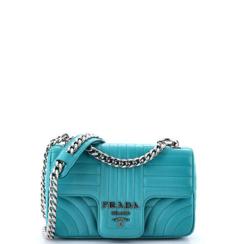 Prada Chain Flap Shoulder Bag Diagramme Quilted Leather Small