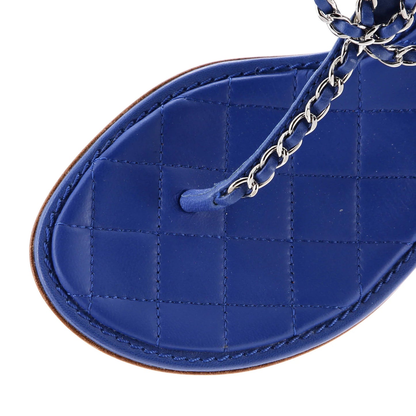 Chanel Women'S Cc Chain T-Strap Sandals Quilted Leather