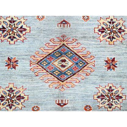 9'X12' Puritan Gray Hand Knotted Soft Wool Super Kazak Oriental Rug