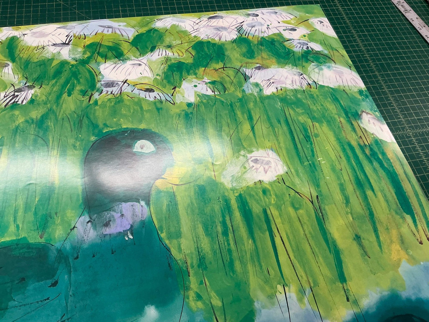 Walasse Ting 8 Green Ducks (No Text) " Poster Contemporary Gr