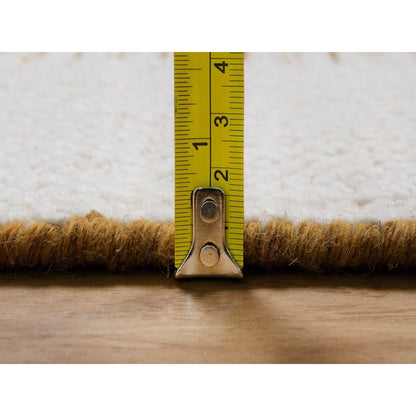 9'X12'1" Ivory Flat Weave With Pile Rug Natural Wool Hand Woven Oriental