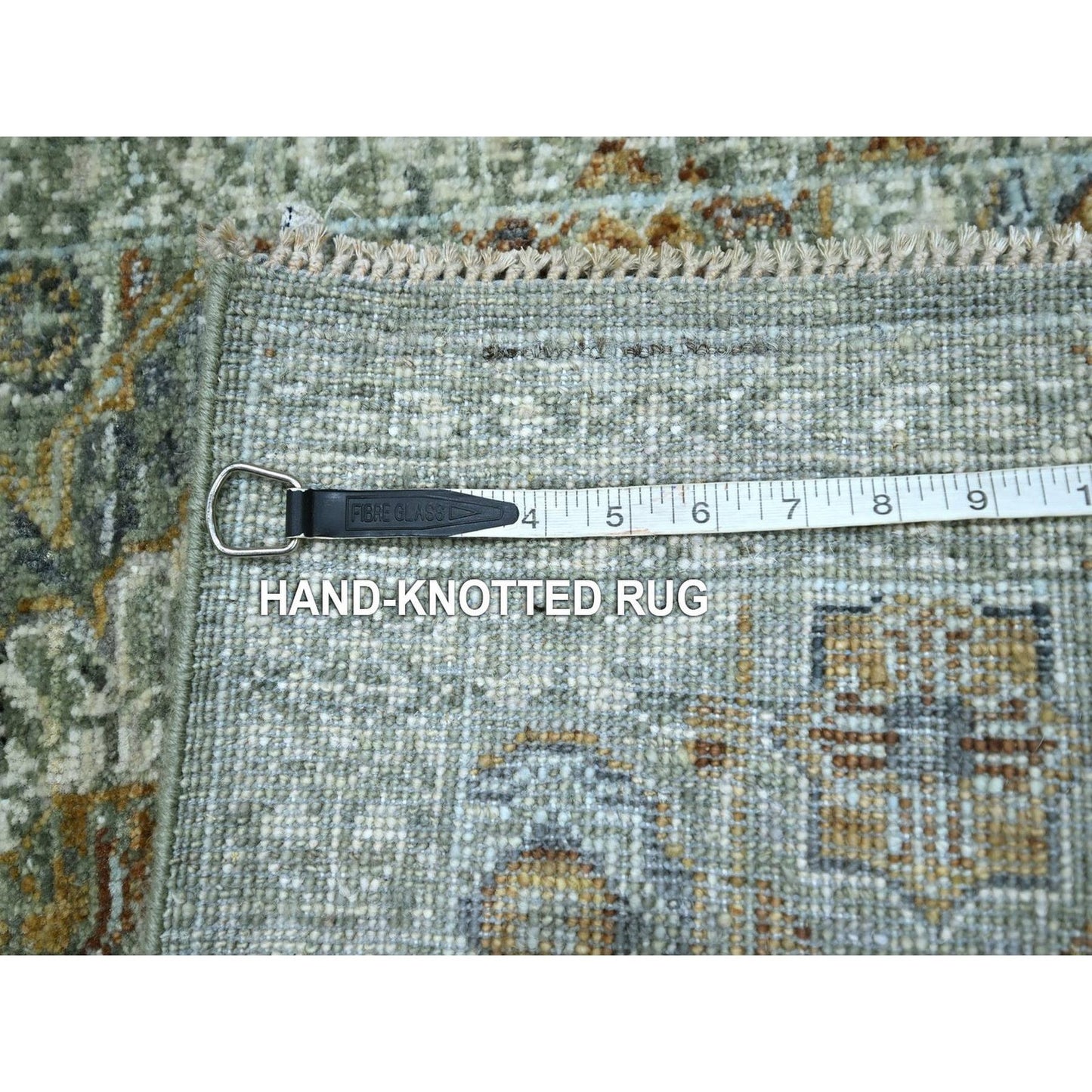 2'1"X3'1" Green Hand Knotted Rug Wool Pre Historic Mamluk Design Mat Small