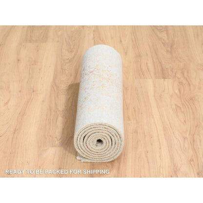 2'4"X8' Hand Knotted Pink Farsian Erased Design Wool/Silk Runner Rug