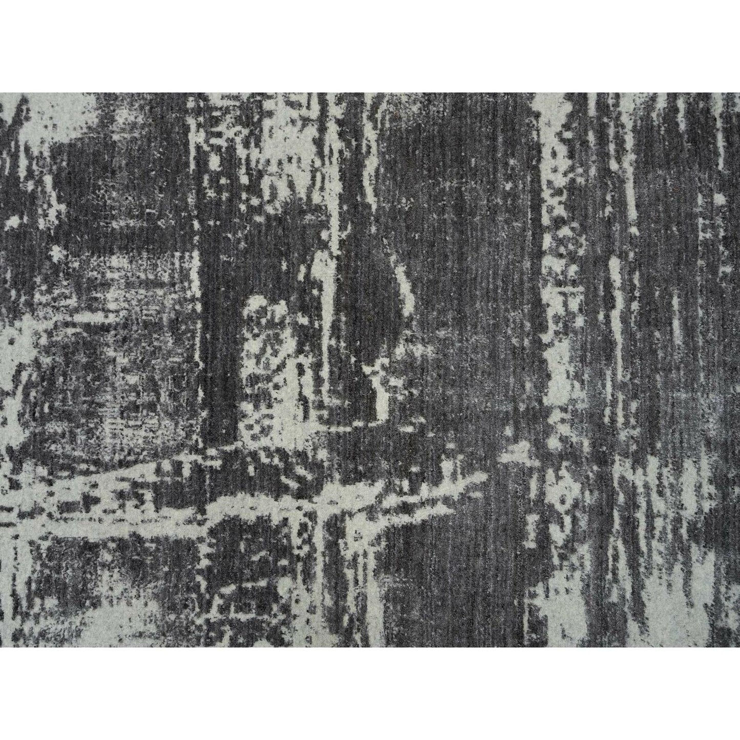 12'X15' Black Modern Design Wool And Silk Hand Loomed Oversized Rug