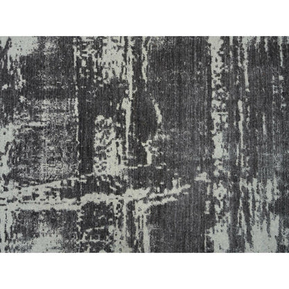 12'X15' Black Modern Design Wool And Silk Hand Loomed Oversized Rug