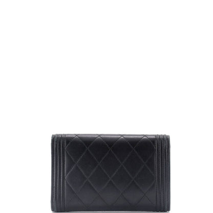 Chanel Boy Trifold Flap Wallet Quilted Lambskin Medium