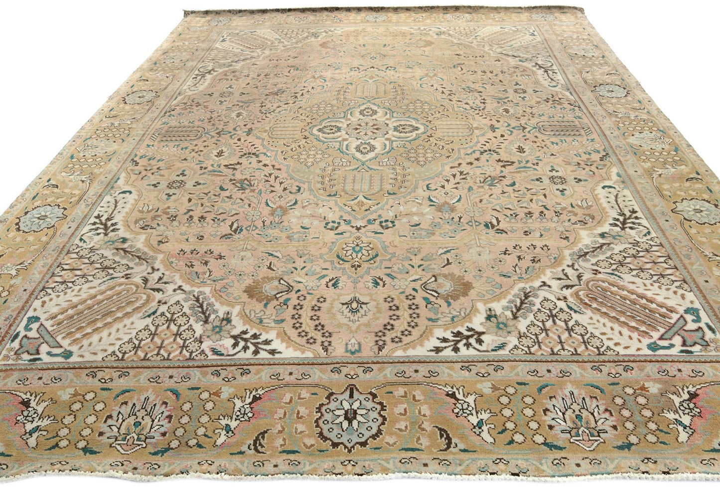 Antique 10X13 Distressed Vintage Oriental Rug Muted Floral Carpet Living Room
