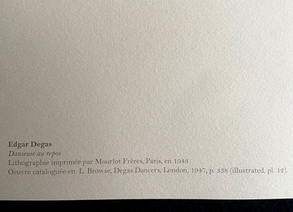 Edgar Degas Lithograph 1943 Coa Mourlot Published Signed Op