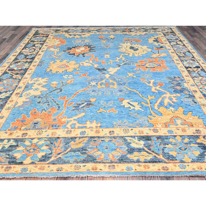 8'4"X10'5" Bonnie Blue Hand Knotted All Natural Wool Oushak Oriental Rug