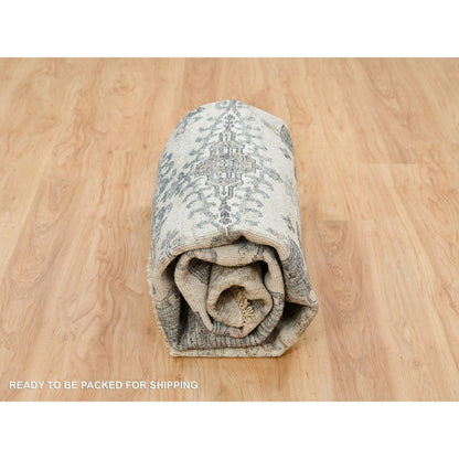 8'X8' Alabaster Ivory Wool Reimagined Viss Design Hand Knotted Round Rug