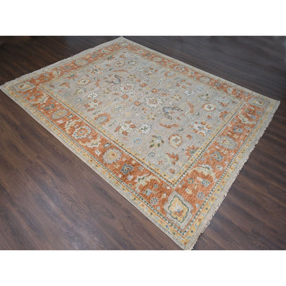 11'10"X14'9" Tan Color Oushak Design Wool Hand Knotted Oversized Rug