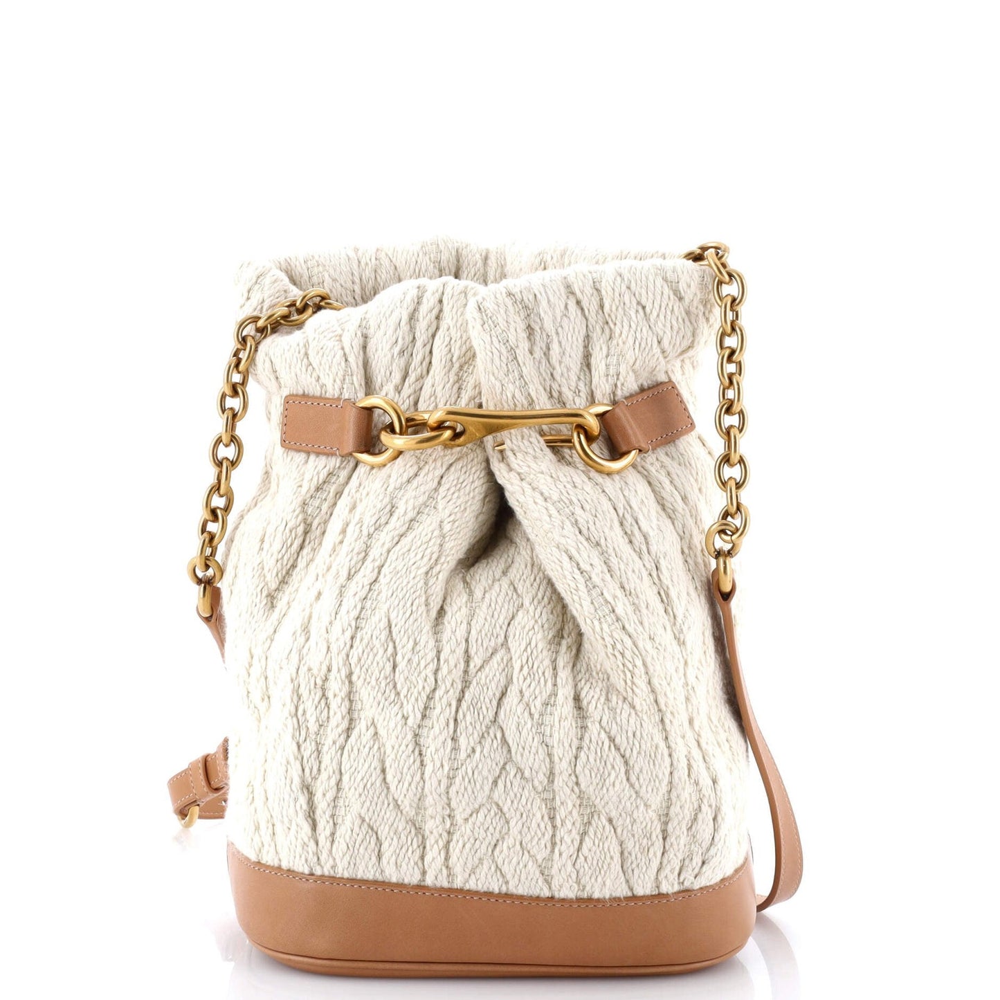 Saint Laurent Le Maillon Bucket Bag Knit Fabric With Leather
