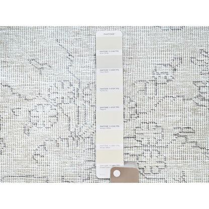 2'2"X5'10" White Hand Knotted Vintage Zoroastrian Tebraz Oriental Rug
