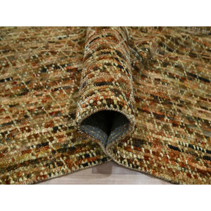 9'4"X12'1" Honey Brown Hand Knotted Rug Organic Wool Grass Design Oriental