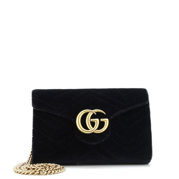 Gucci Gg Marmont Chain Wallet Matelasse Velvet Mini