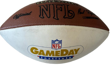 Nfl Legends Ronnie Lott Chuck Noll Ray Nitschke Signed Wilson Football