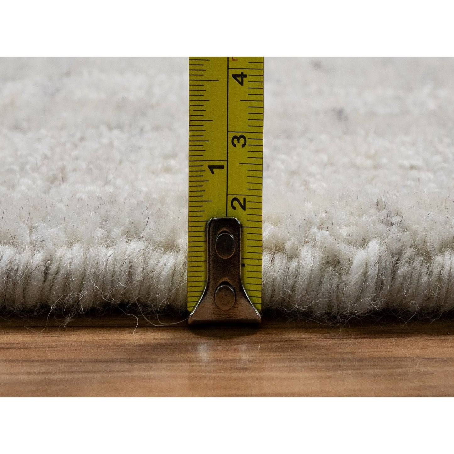 8'X8' Ivory Natural Wool Vertical Stripes Design Hand Loomed Round Rug