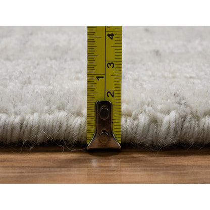 8'X8' Ivory Natural Wool Vertical Stripes Design Hand Loomed Round Rug