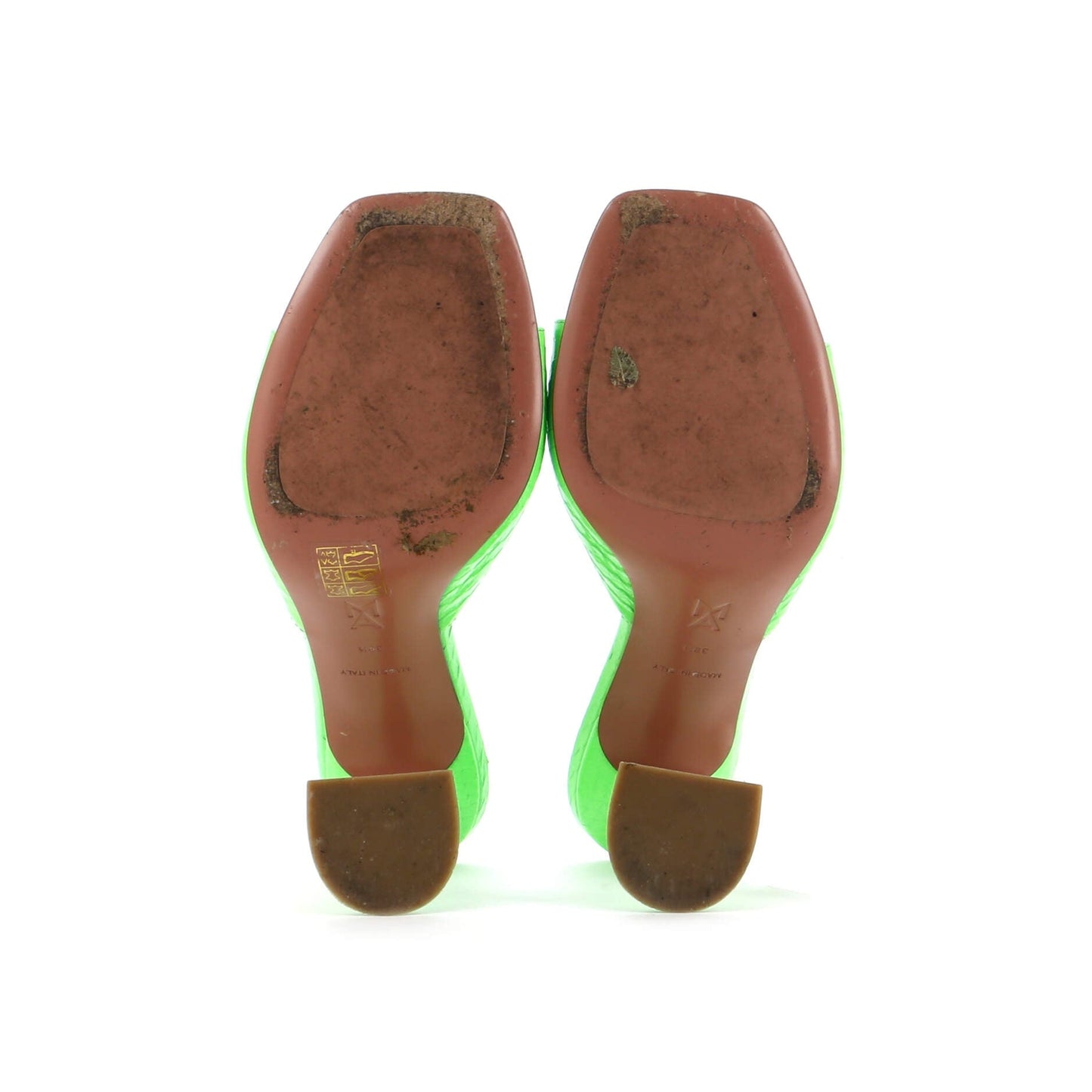 Amina Muaddi Women'S Lupita Heeled Mules Crocodile Embossed Leather 90