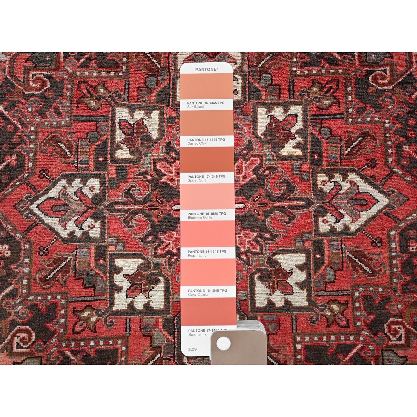 8'6'X11'4" Cherry Red Vintage Zoroastrian Heris Pure Wool Hand Knotted Rug