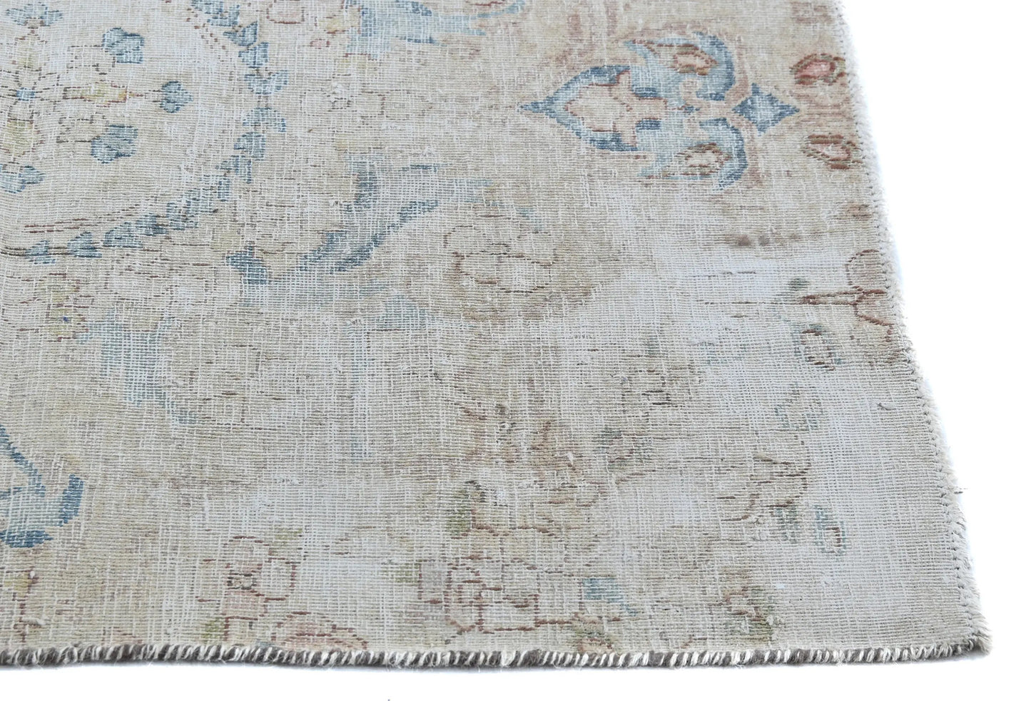 Muted Cream Floral Design Semi-Antique 2'6X2'11 Oriental Rug