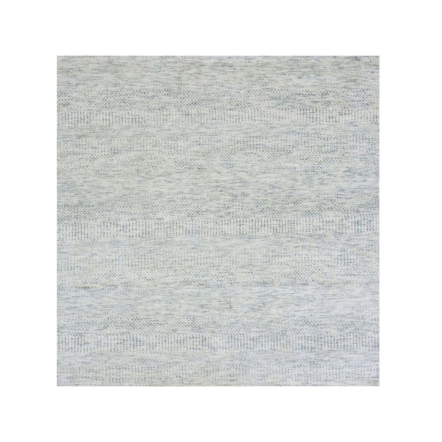 6'X6' Gray Hand Knotted Wool Modern Tone On Tone Grass Design Square Rug