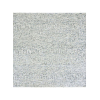 6'X6' Gray Hand Knotted Wool Modern Tone On Tone Grass Design Square Rug