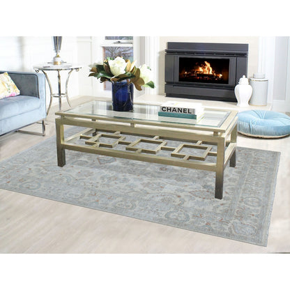6'X8'10" White Wash Peshawar Pure Wool Hand Knotted Oriental Rug