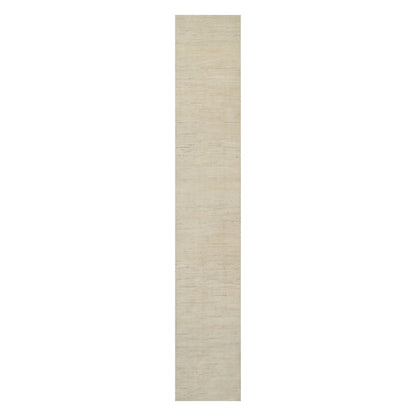 2'8"X16' White Modern Plain Design Pure Wool Hand Knotted Xl Runner Rug