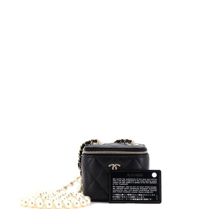 Chanel Vanity Case With Pearl Chain Quilted Lambskin Mini