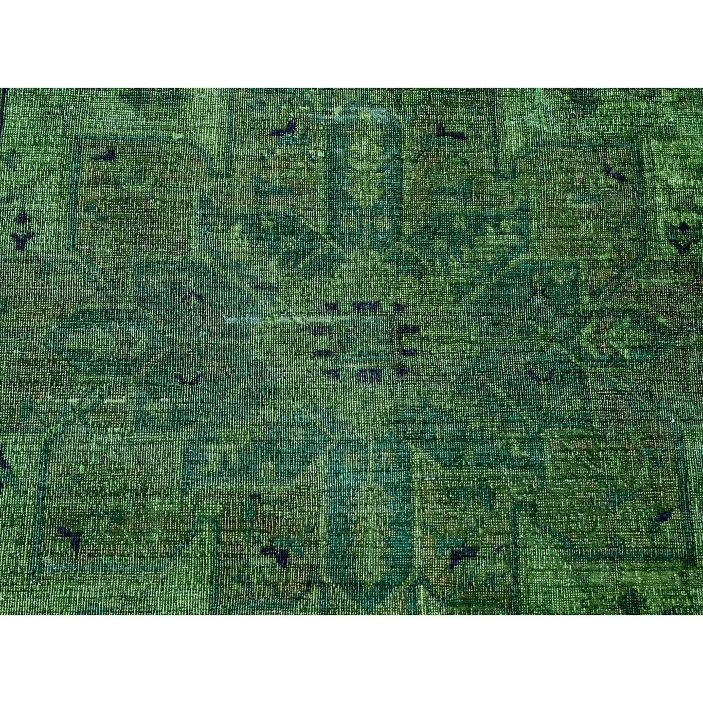 7'9"X9'8" Hunter Green Overdyed Heris Design Hand Knotted 100% Wool Rug