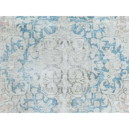 9'8"X12'9" Red Vintage Farsian Karman Worn Wool Hand Knotted Rug