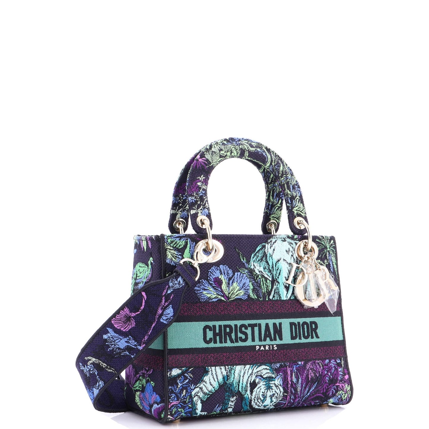 Christian Dior Lady D-Lite Bag Embroidered Canvas Medium