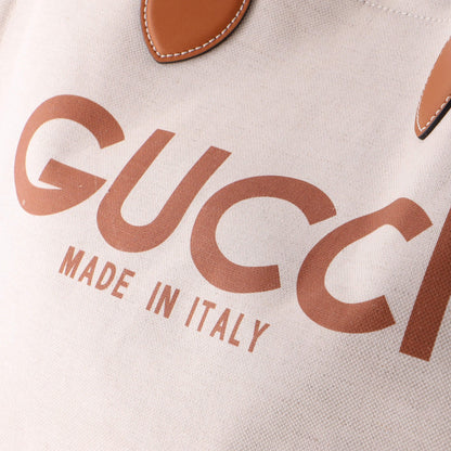 Gucci Logo Shopper Tote Printed Canvas Medium