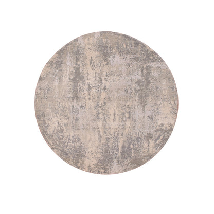 4'X4' Moonquake Gray Wool And Silk Hand Knotted Abstract Design Round Rug