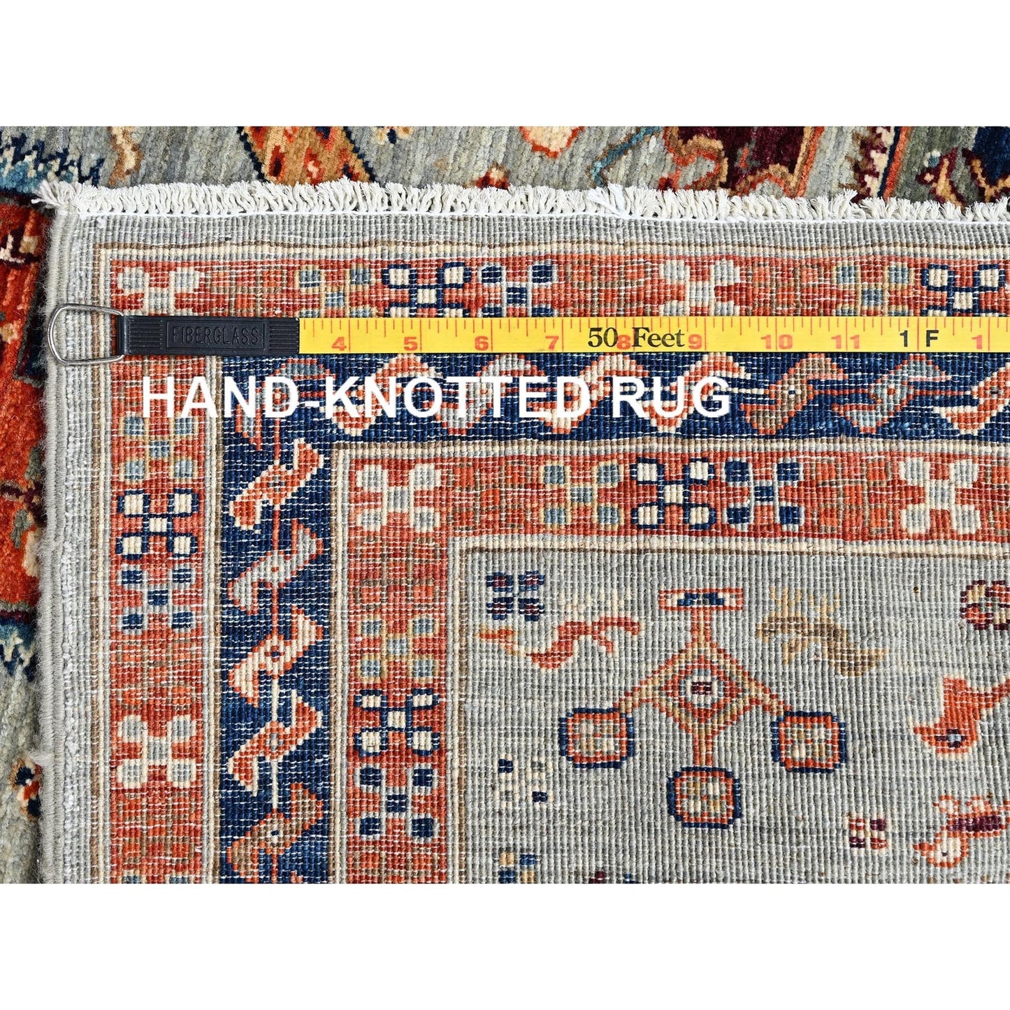 2'7"X11'3" Gray Caucasian Design 200 Kpsi Hand Knotted Wool Runner Rug