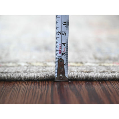 2'9"X5'10" Brown Angora Oushak Vines Design Wool Hand Knotted Runner Rug