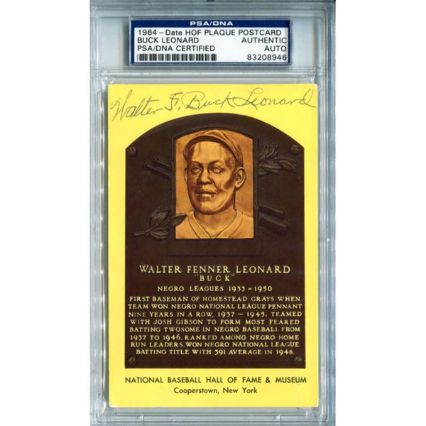 Buck Leonard Autographed Hall Of Fame Plaque