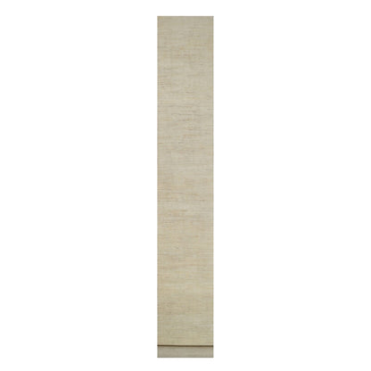 2'6"X17'8" White Pure Wool Modern Plain Design Hand Knotted Xl Runner Rug