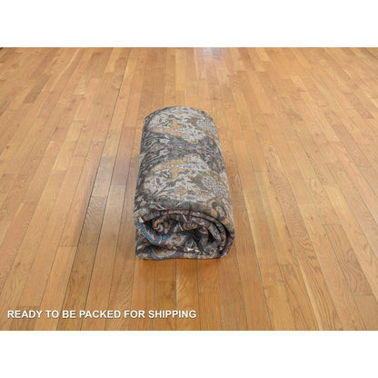 8'3"X9'9" Brown Zoroastrian Influence Silk With Wool Hand Knotted Rug