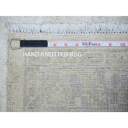 3'1"X4'10" White Wash Peshawar Wool Hand Knotted, Oriental Rug