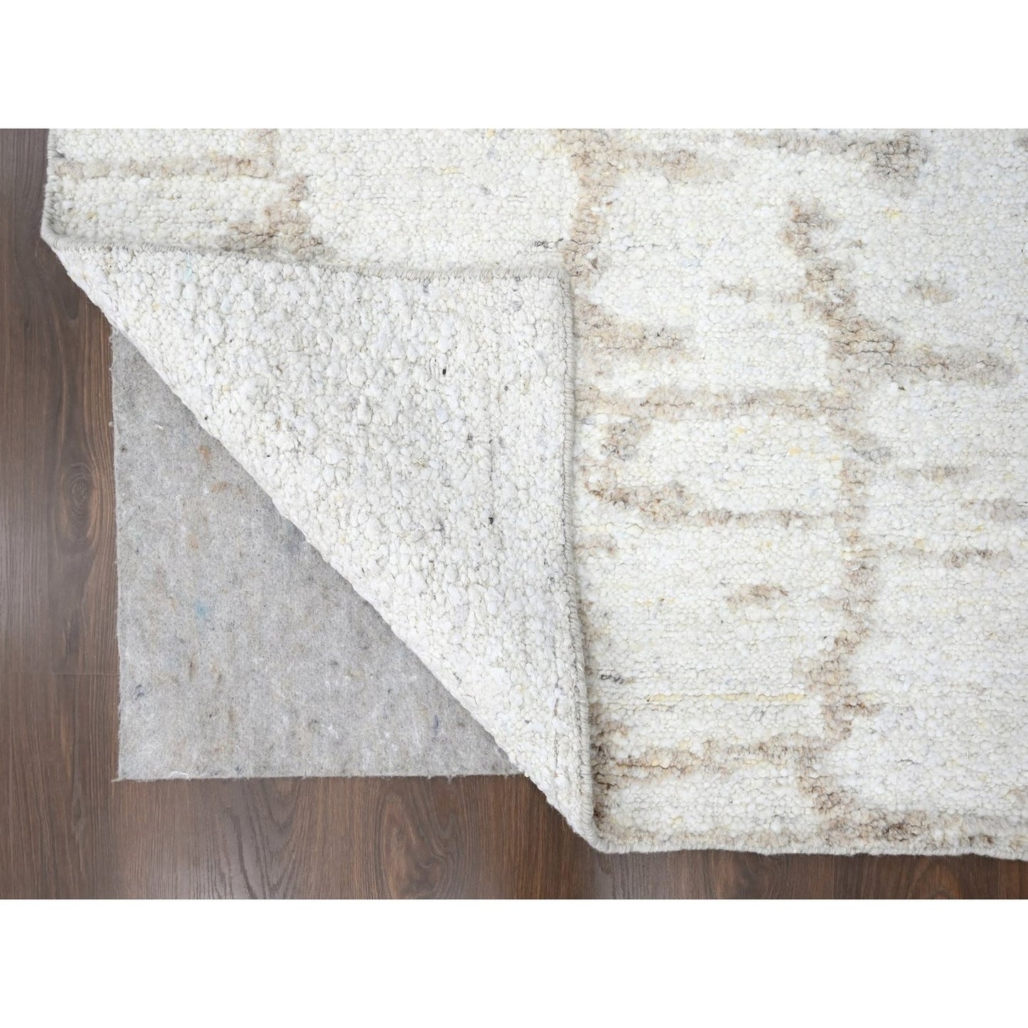 9'3"X12'2" Bone White Minimalist Swedish Design Hand Knotted Wool Rug